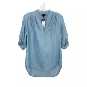 Mossimo Chambray Lyocell Button Tab Shirt